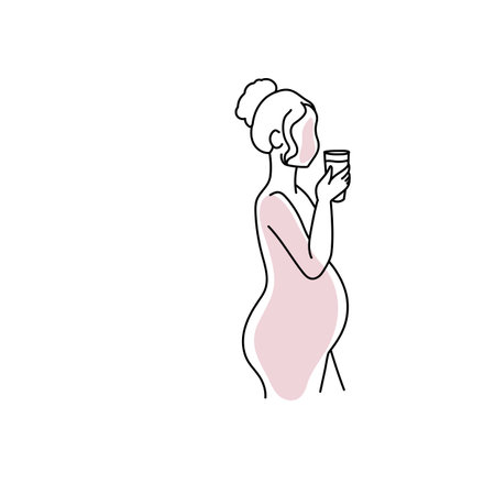 Pregnancy stage line art woman vector illustration.のイラスト素材