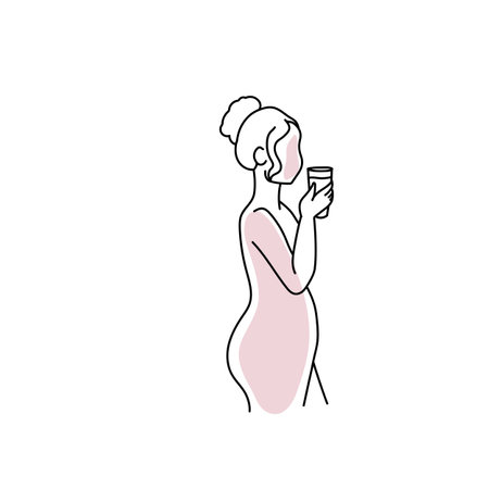Pregnancy stage line art woman vector illustration.のイラスト素材