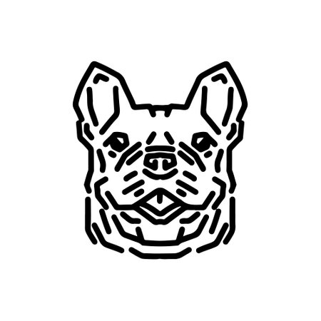 French Bulldog vector line drawing illustration.のイラスト素材