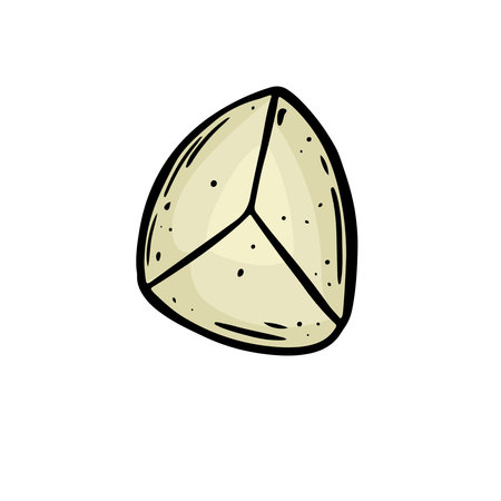 Brown potato slice vector line drawn illustration.のイラスト素材
