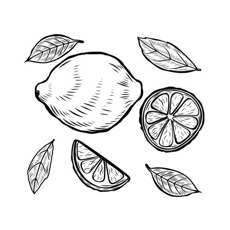 Lemon line drawing vector illustration.のイラスト素材