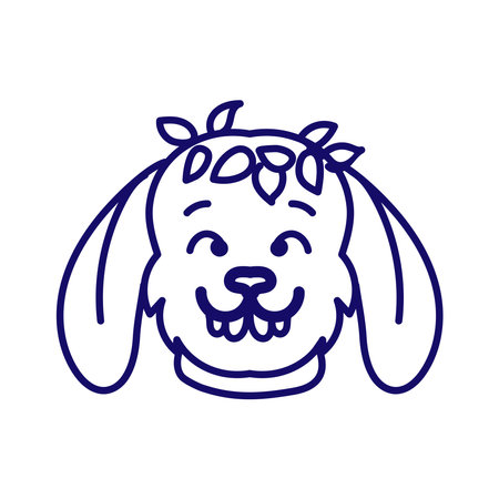Smiling dog face line drawing isolated on white background.のイラスト素材