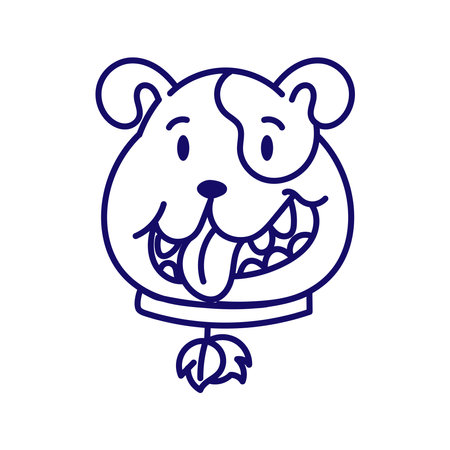 Cute cartoon blue dog face isolated on white background.のイラスト素材