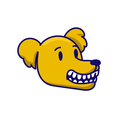 Cartoon yellow dog face vector illustration.のイラスト素材