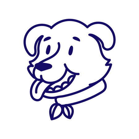 Cute purple dog line drawing vector illustration.のイラスト素材