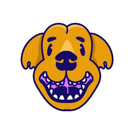 Yellow dog face open mouth isolated on white background.のイラスト素材