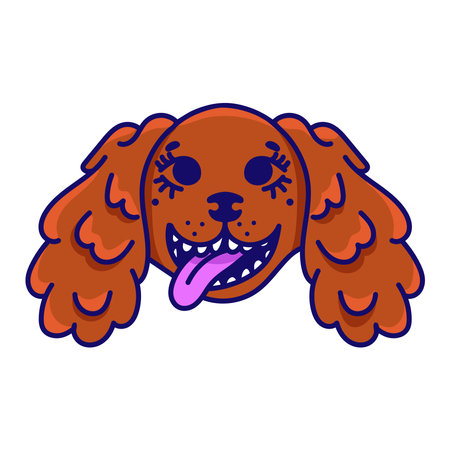 Cavalier King Charles Spaniel dog face smiling vector illustration.のイラスト素材