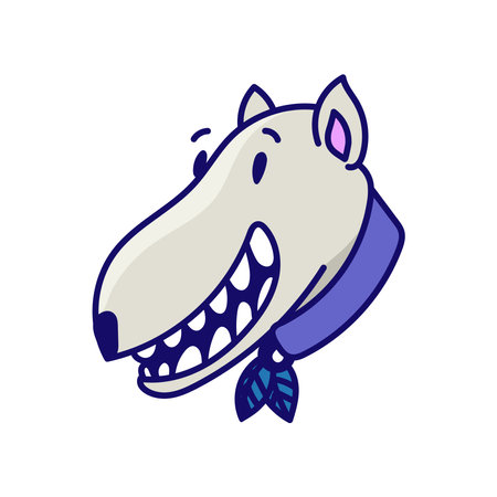 White bull terrier cute face isolated on white background.のイラスト素材