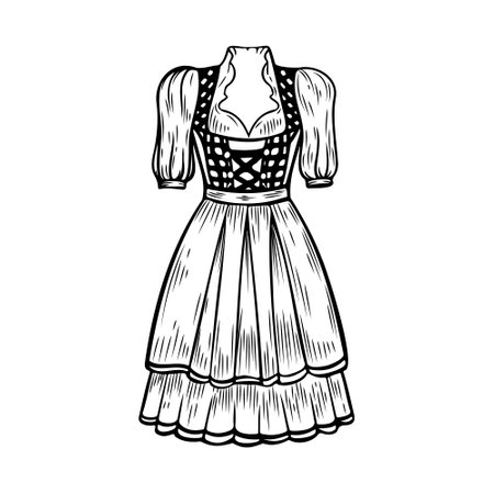 German bavarian traditional female dress for Oktoberfest celebration vector illustration.のイラスト素材