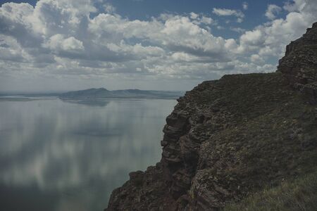 hills on the banks of the Krasnoyarsk reservoirの写真素材