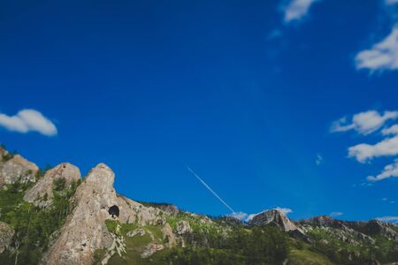 mountains and forests on the tourist trail "Path of the ancestors" in Khakassiaの写真素材