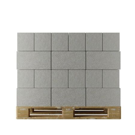 pallet of aerated concrete blocks on white backgroundの写真素材