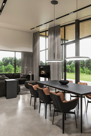 modern interior of a beautiful dining room