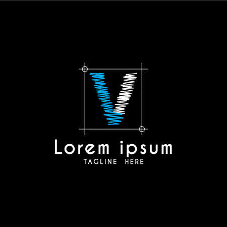 Vector hand drawn sketch letter V logo vectorのイラスト素材