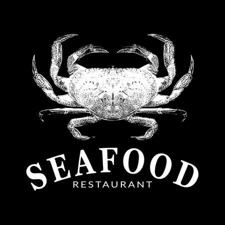 crab seafood vintage logo crabのイラスト素材