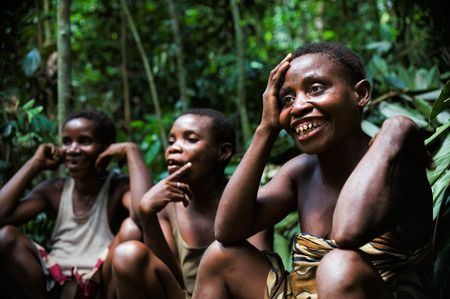 Africa. Jungle of the Central-African Republic. On November, 2nd, 2008. Baka pygmies women.のeditorial素材
