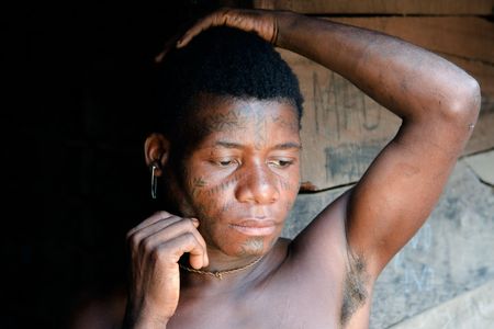 Africa. Jungle of the Central-African Republic. On November, 2nd, 2008. Pygmy is a term used for various ethnic groups worldwide whose average height is unusually lowのeditorial素材