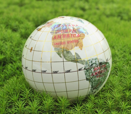 Save the World. Globe in green moss.の写真素材