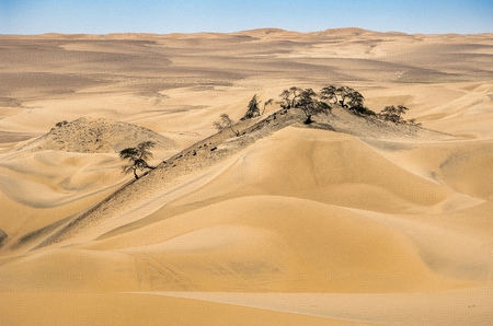 Nazca Desert Sand Dunes In Peru. Huge dunes of the desert. Fine place for photographers and travelers. Beautiful structures of sandy barkhans.の写真素材