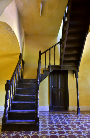 Colorful elements of traditional houses in the colonial town of Trinidad in Cuba. Windows, doors.  Cuba 2015のeditorial素材