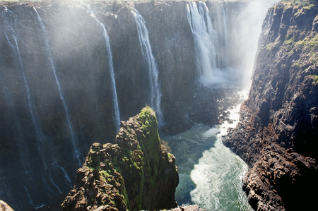 Victoria Falls on Zambezi River, border of Zambia and Zimbabwe. Africaの写真素材