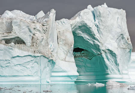 Icebergs in the ocean. Disco Bay, Western Greenland.