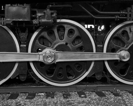 B   W image of Union Pacific historical steam engine 844 at whistle stop in Colorado Springs, CO の写真素材