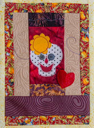 Day of the Dead hand crafted, quilted wall hanging.の写真素材