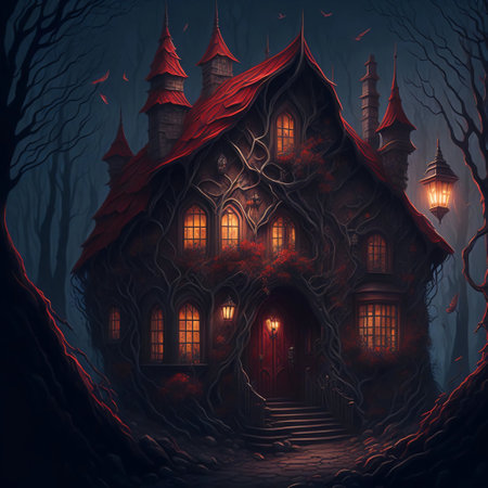 haunted house at nightの素材