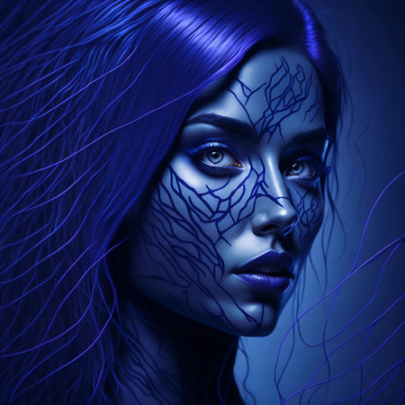 Blue woman's faceの素材