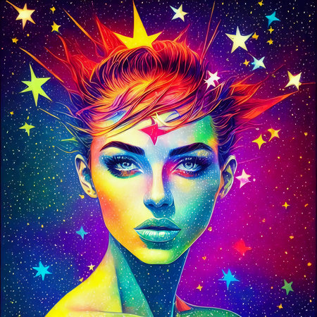 artistic image of colorful girlの素材