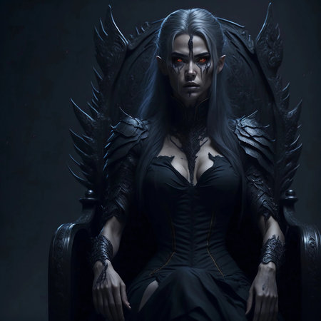 Gothic woman in the dark sittingの素材