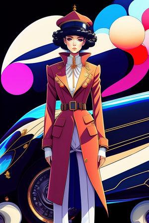 Beautiful young woman in retro style. Fashion girl. Vector illustration.の素材