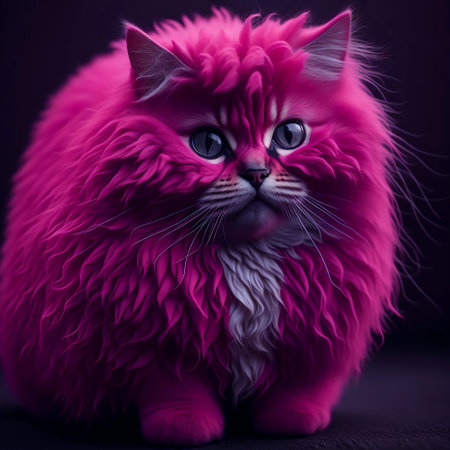Portrait of a red persian cat on a black background.の素材