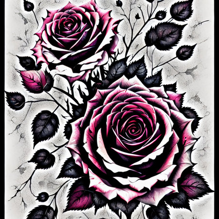 Hand drawn roses on a white background. Decorative element for design.の素材