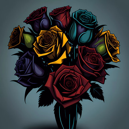 Bouquet of roses. Vector illustration of a bouquet of roses.の素材