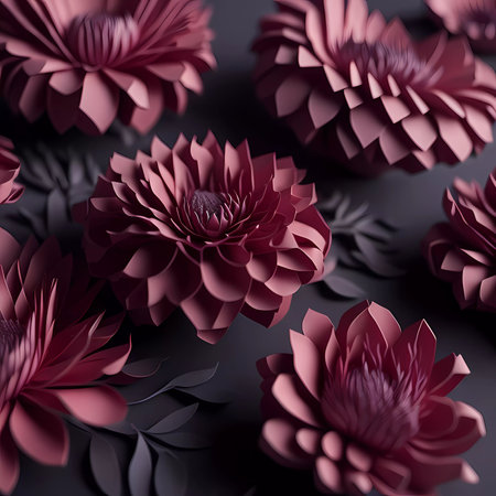 3d render, abstract background with pink dahlia flowers.の素材
