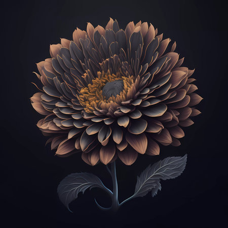 Chrysanthemum flower on a black background. 3d illustrationの素材