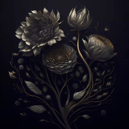 Background illustration with dahlia flowers.の素材