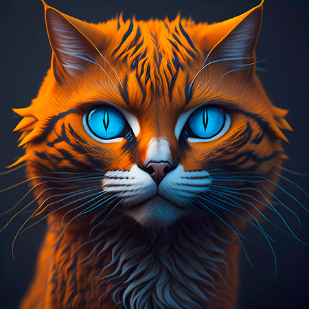Orange cat with blue eyes. 3d rendering, 3d illustration.の素材