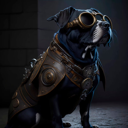 Portrait of a dog in a steampunk costume. steampunk.の素材