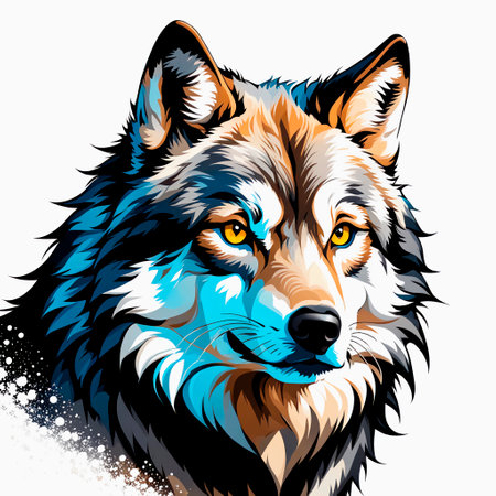 Wolf head. Vector illustration of a wolf head on a white background.の素材