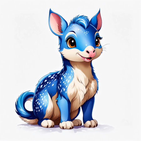 Cute cartoon deer with blue eyes. Vector illustration for your designの素材