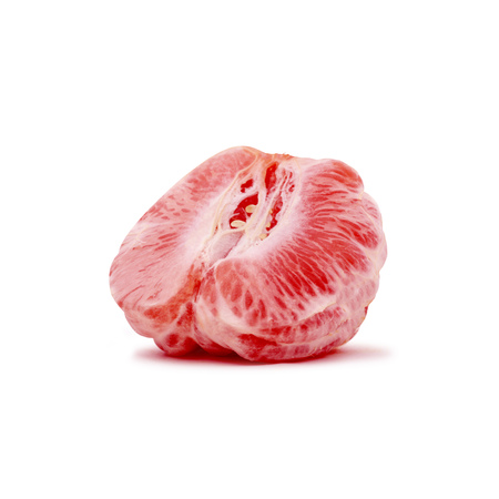 One fresh ripe half of red grapefruit.の写真素材