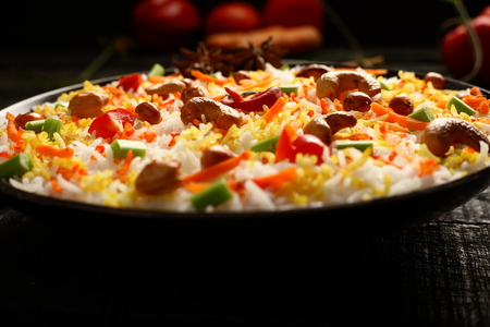 Homemade Arabic food meat pilafの写真素材