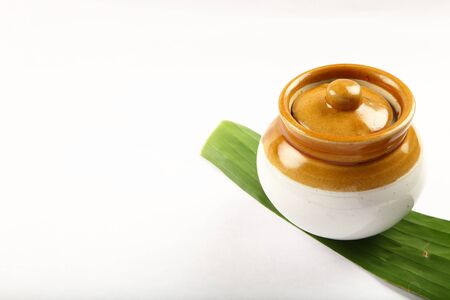 Overhead view- Asian pickle fermenting ceramic bowl,の写真素材