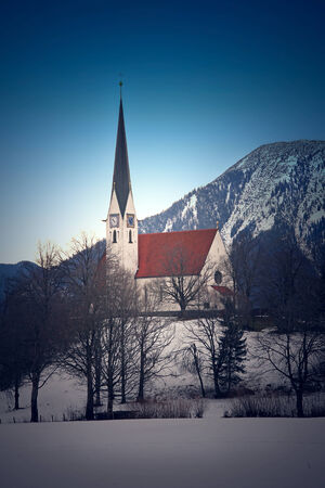 bad wiessee church, tourist resort tegernsee, bavariaの写真素材