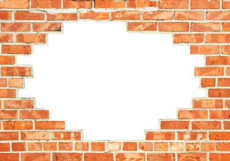 Red brick wall with white break through, designの写真素材