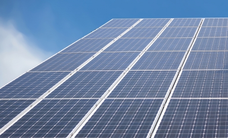 Solar panels on the house Roof, solar energy plantの写真素材