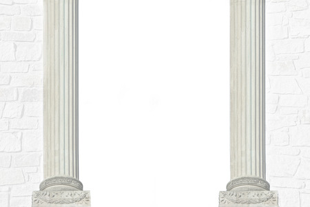 Roman pillars and masonry, architectural background in black and white with copy spaceの写真素材